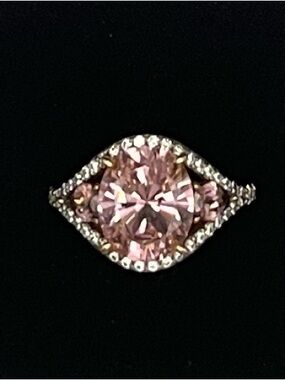 NWT  Vintage 925 SS /Vermeil Jean Dousset Absolute Pink Ring, 8mm center! Sz  8